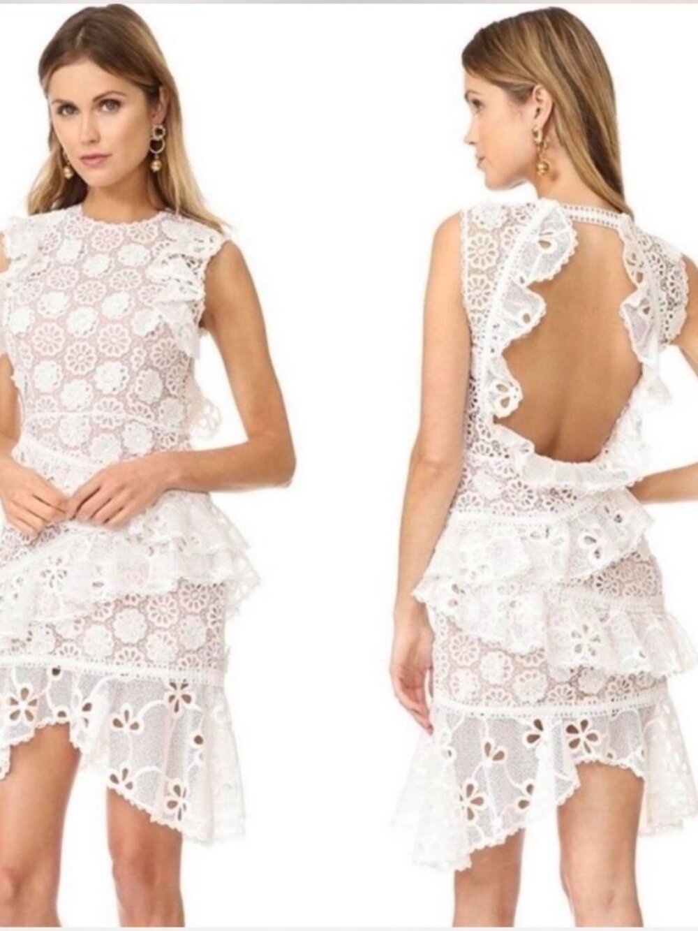 Alexis Arleigh White Eyelet Lace Sleeveless Dress, XS